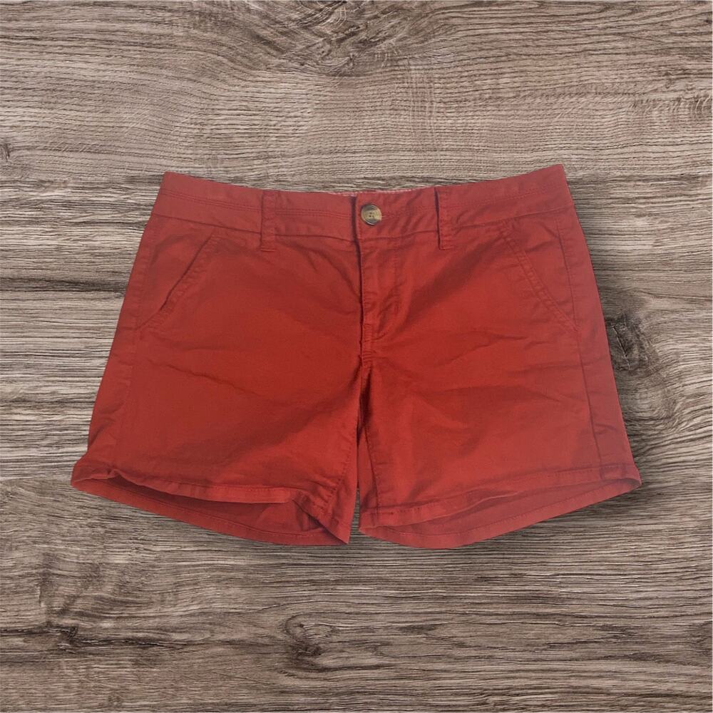 American Eagle Red Midi Stretch Cotton Blend Shorts Women's Size 4